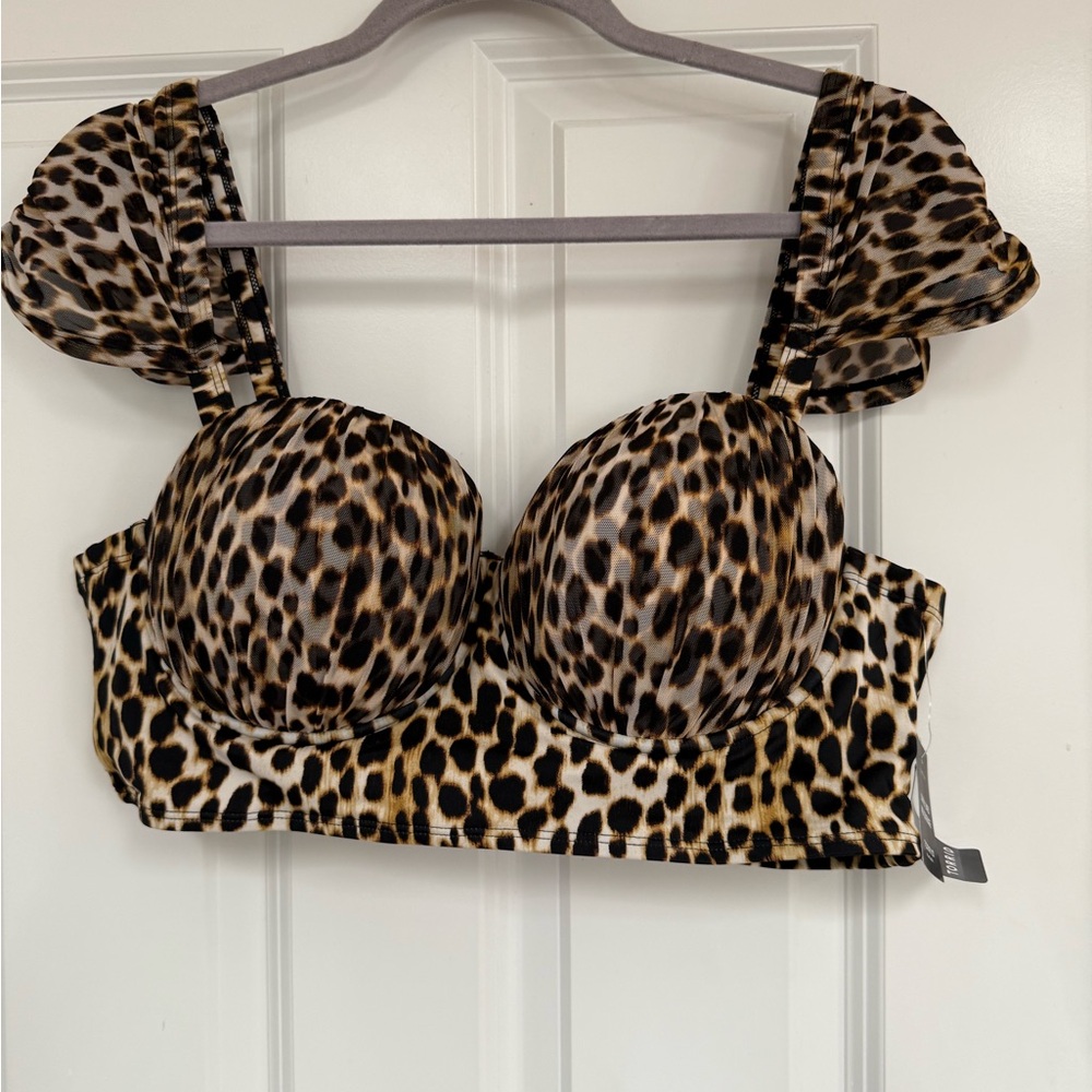 Torrid Leopard Print Mesh Bikini Top